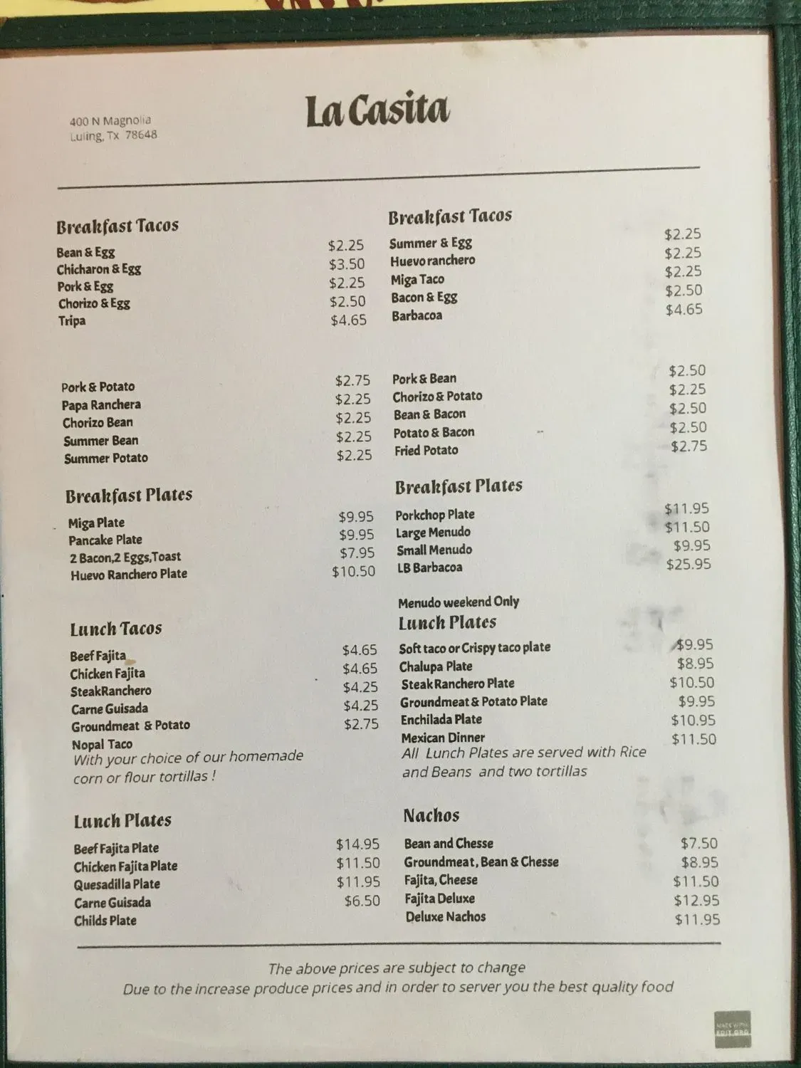 Menu 1