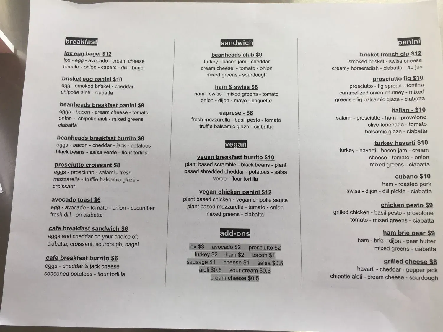 Menu 1