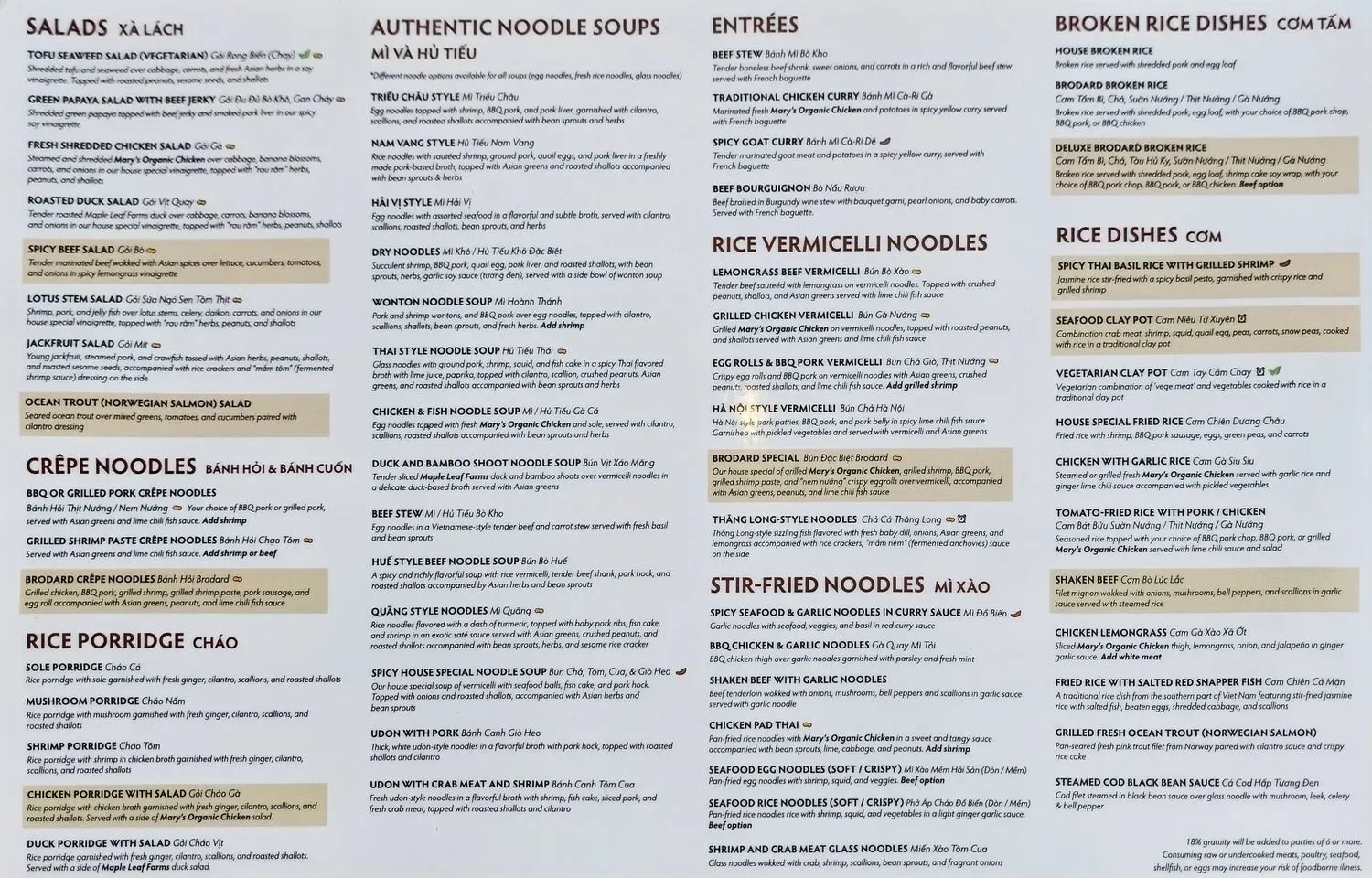 Brodard Restaurant Menu - Updated November 2025