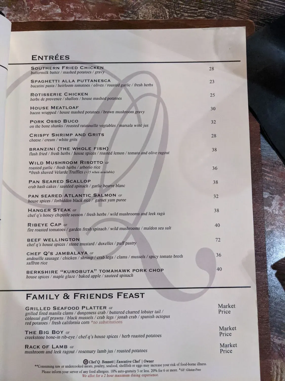 Q1227 Restaurant Menu - Updated November 2025