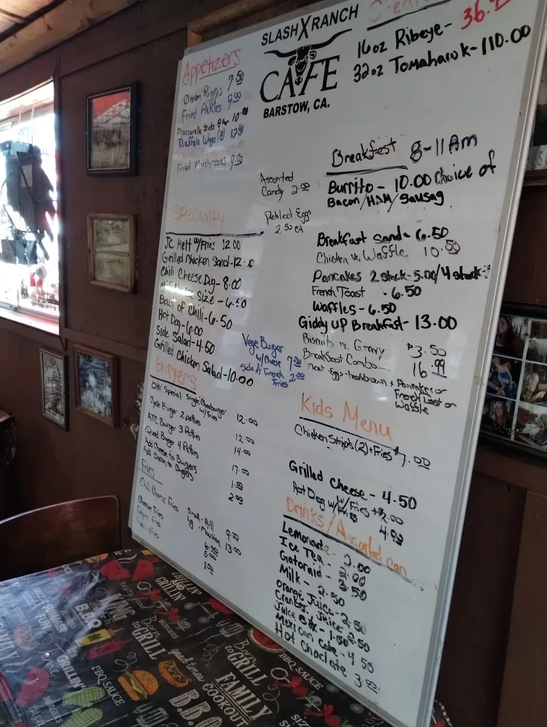 Slash X Ranch Cafe Menu - Updated November 2025