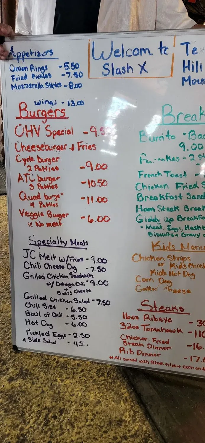 Slash X Ranch Cafe Menu - Updated November 2025