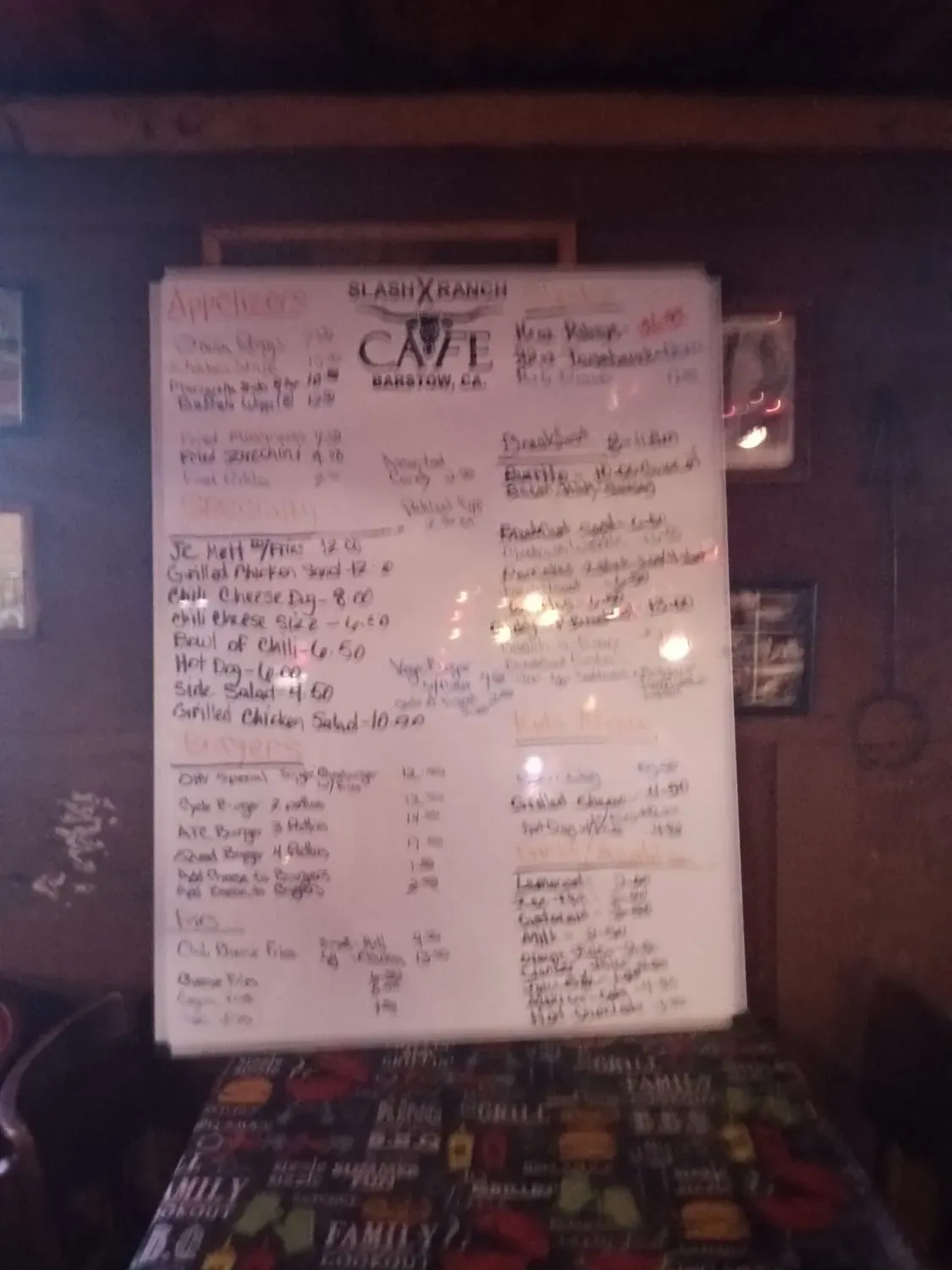 Slash X Ranch Cafe Menu - Updated November 2025