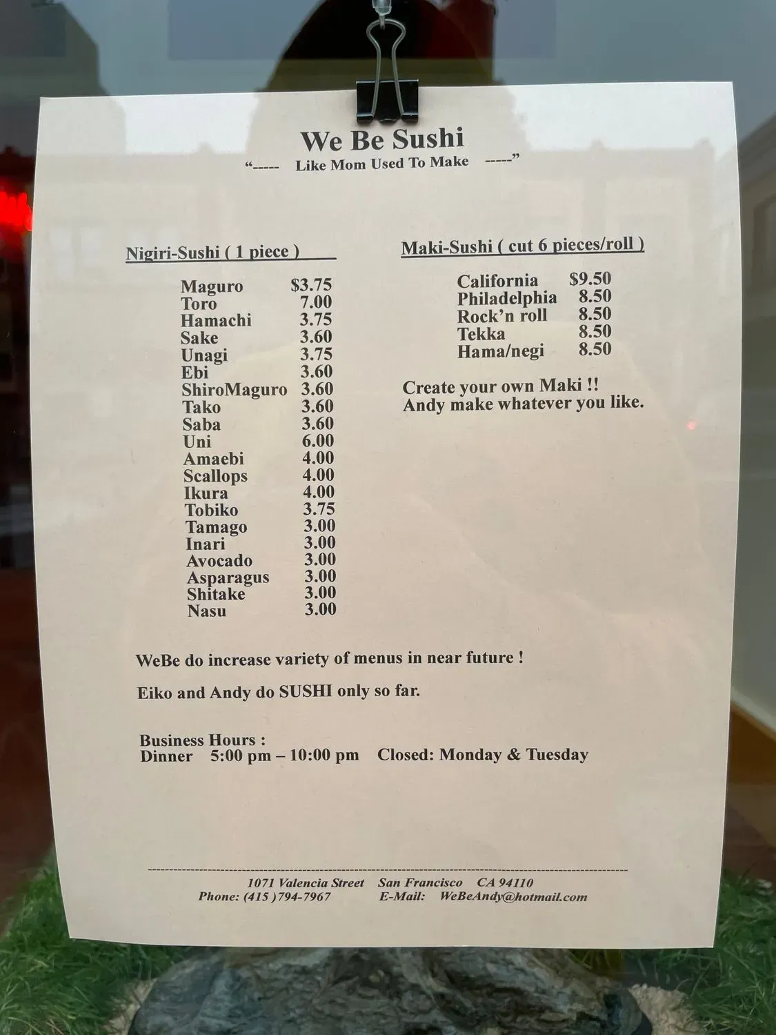 Menu 1