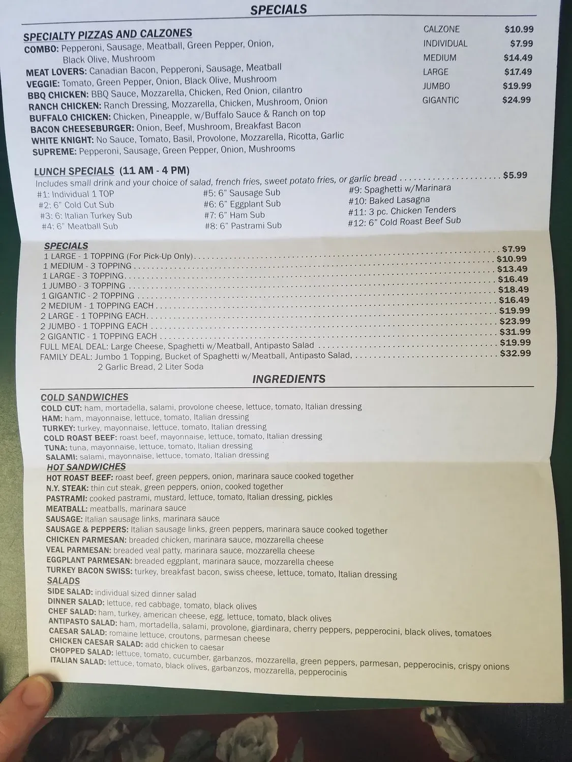 RigaTony’s Pizza & Pasta Menu - Updated November 2025