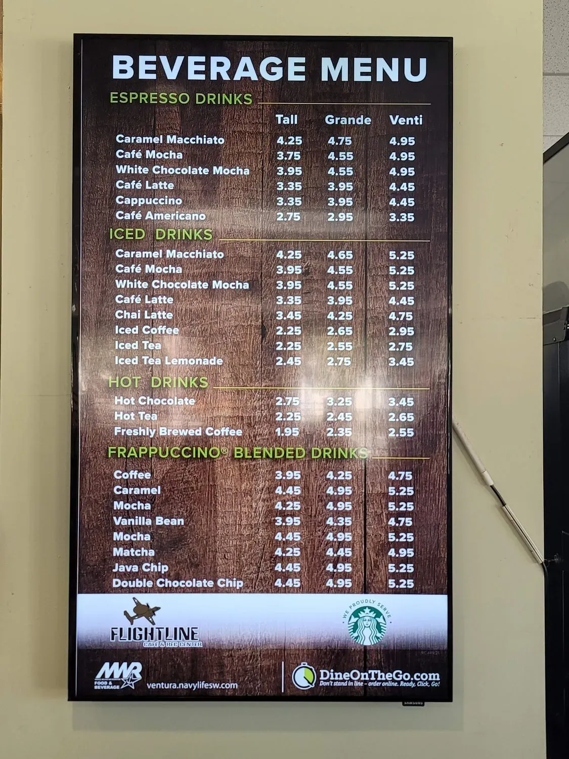 Flightline Cafe Menu - Updated November 2025