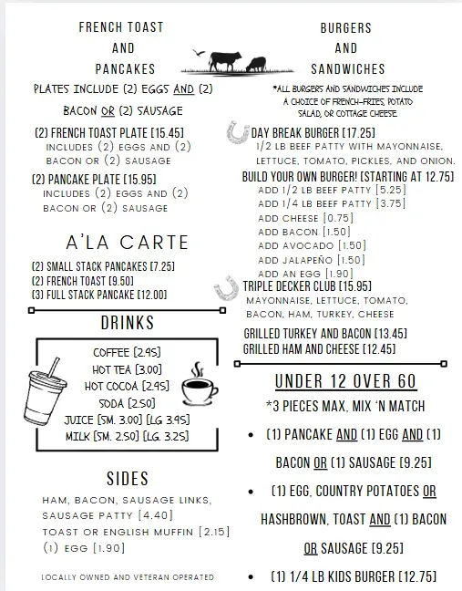 Daybreak Cafe Menu - Updated November 2025