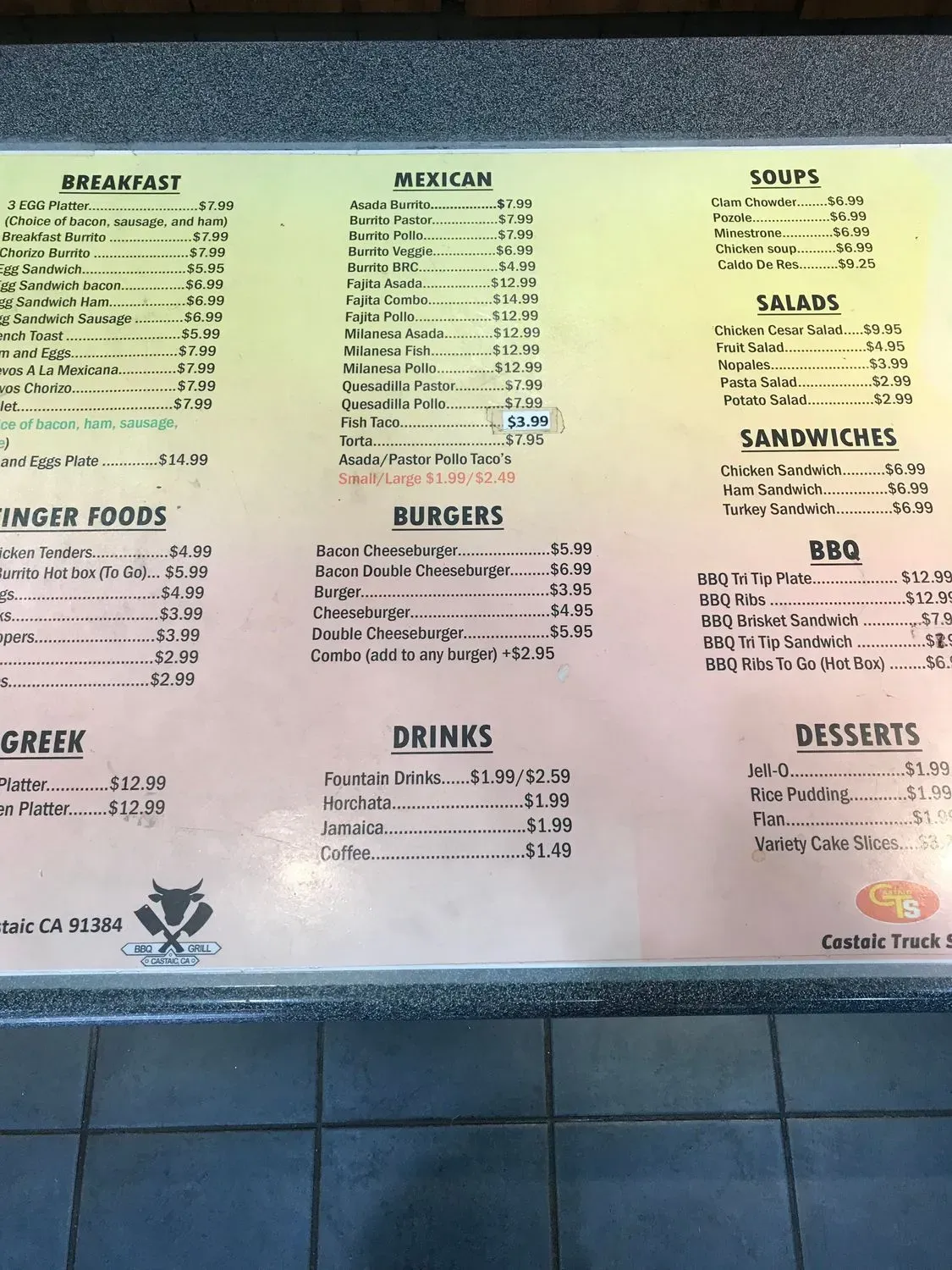 Sam's BBQ & Grill Menu - Updated November 2025