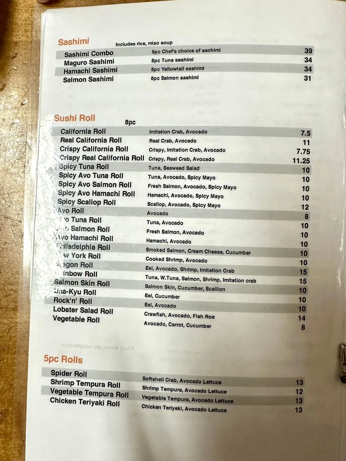 Menu 5