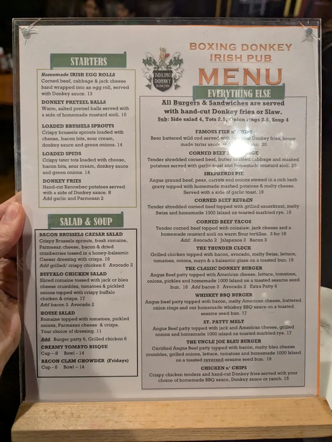 The Boxing Donkey Irish Pub & Restaurant Menu - Updated November 2025
