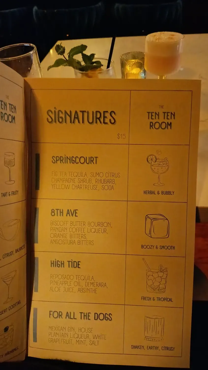 Ten Ten Room Menu - Updated November 2025