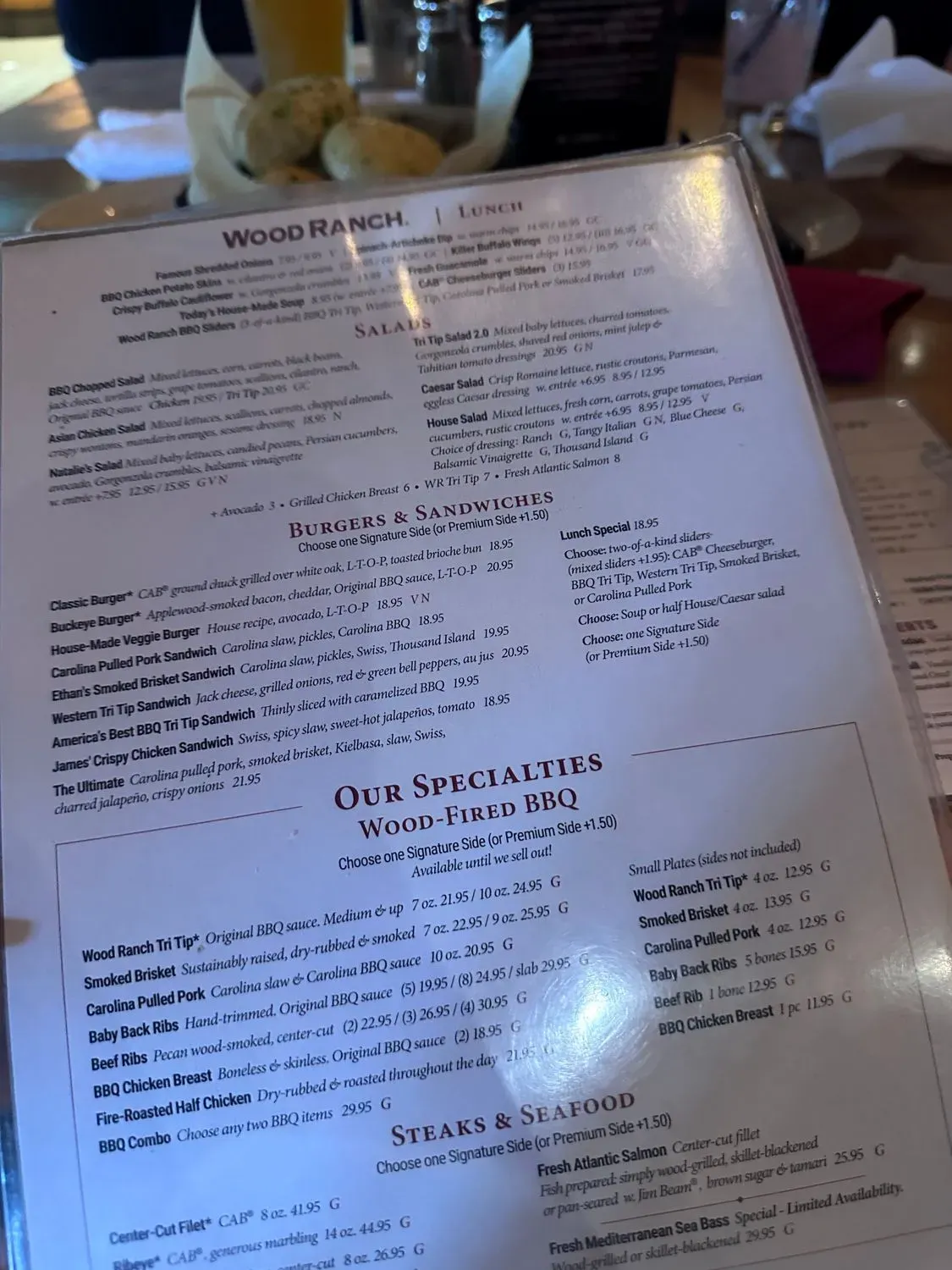 Wood Ranch Menu - Updated November 2025