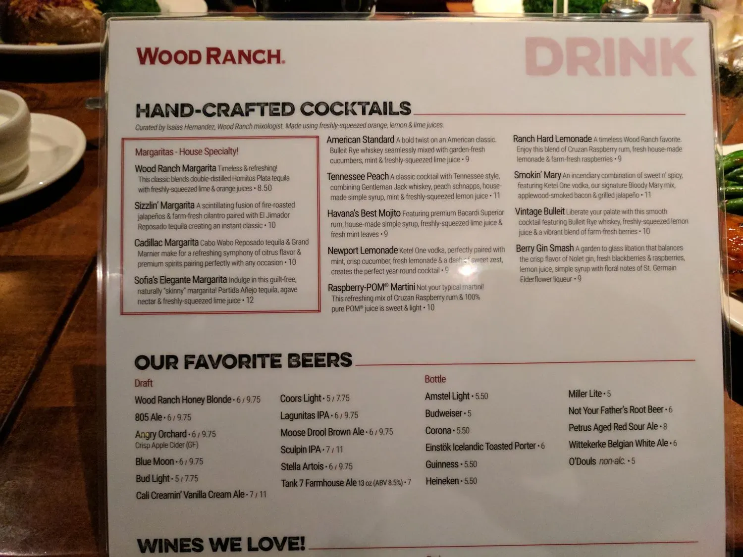Wood Ranch Menu - Updated November 2025