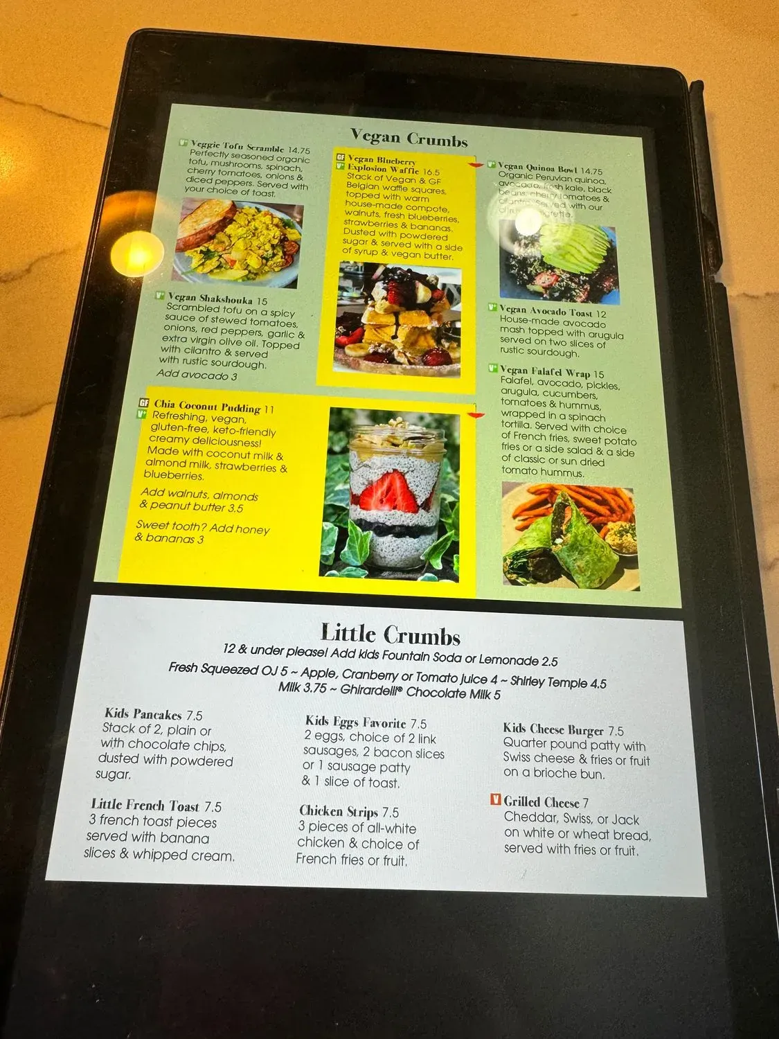 Crumbs Breakfast, Lunch & Bar Menu - Updated November 2025