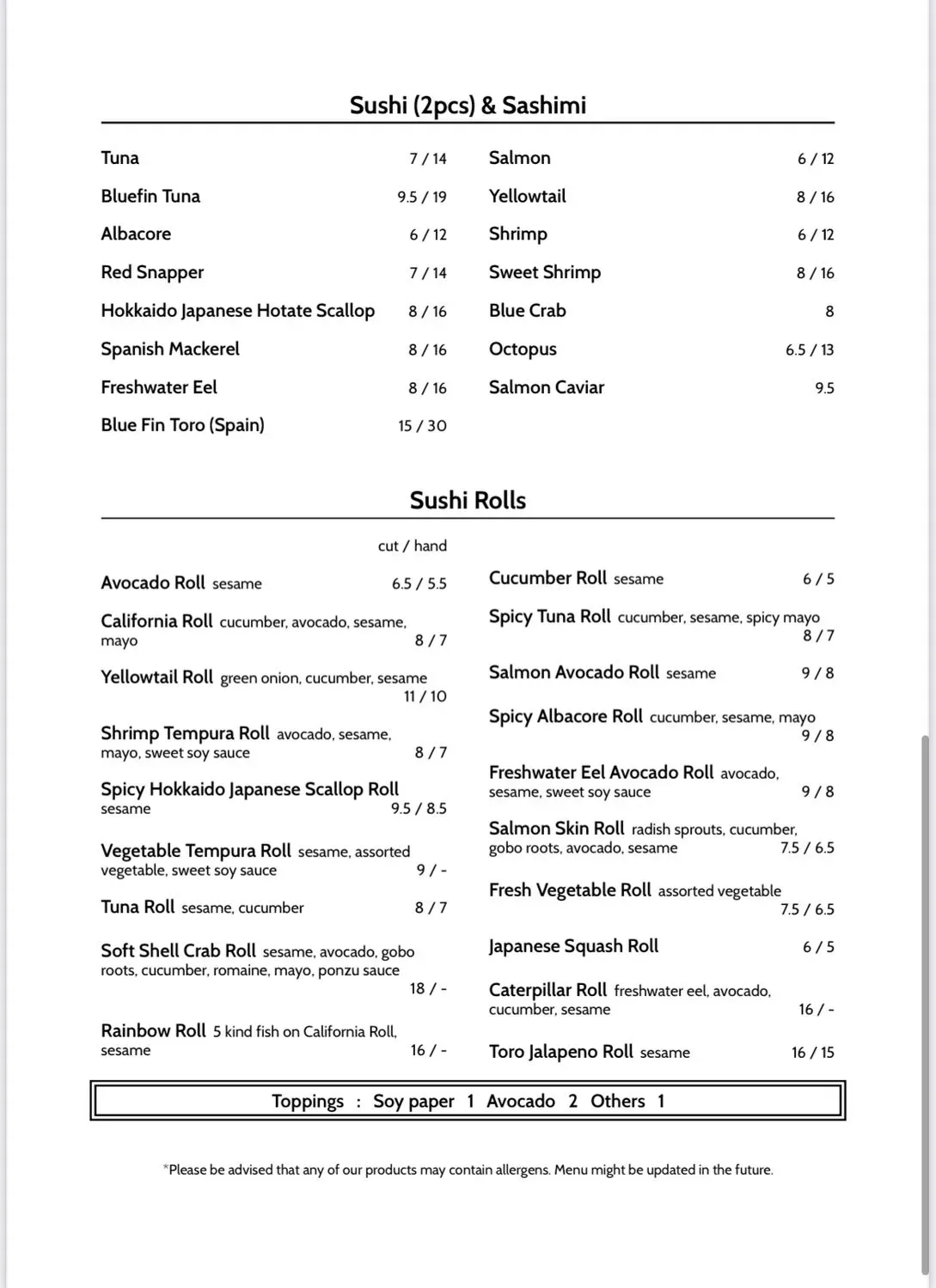 Menu 5