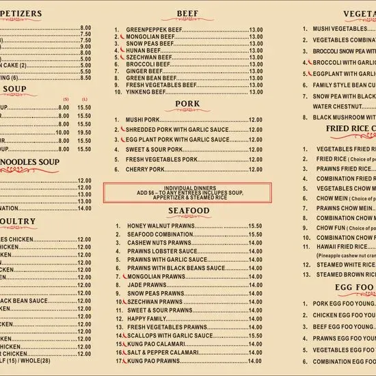 Yin Keng Restaurant Menu Windsor, CA Checkle