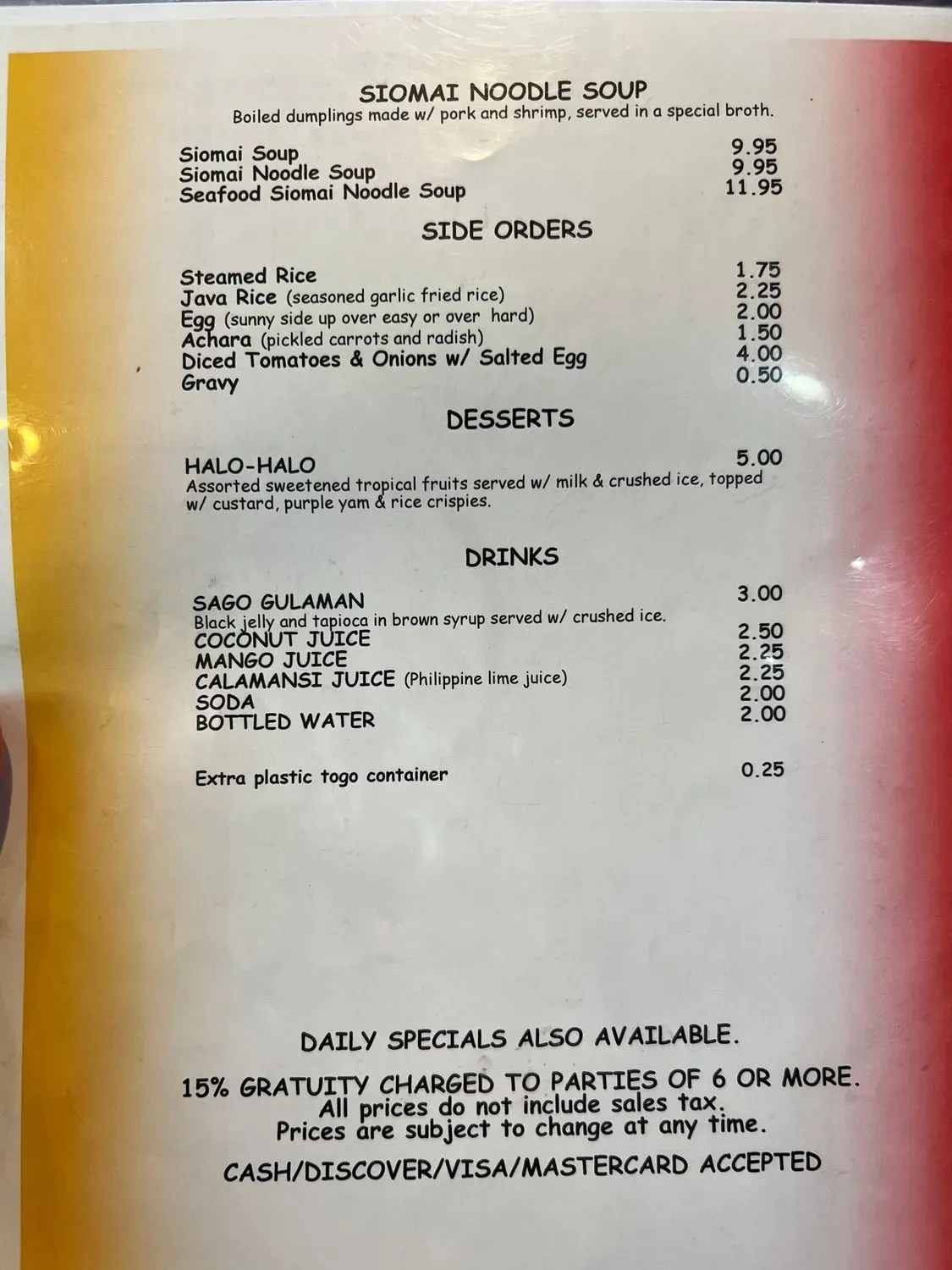 Menu 1