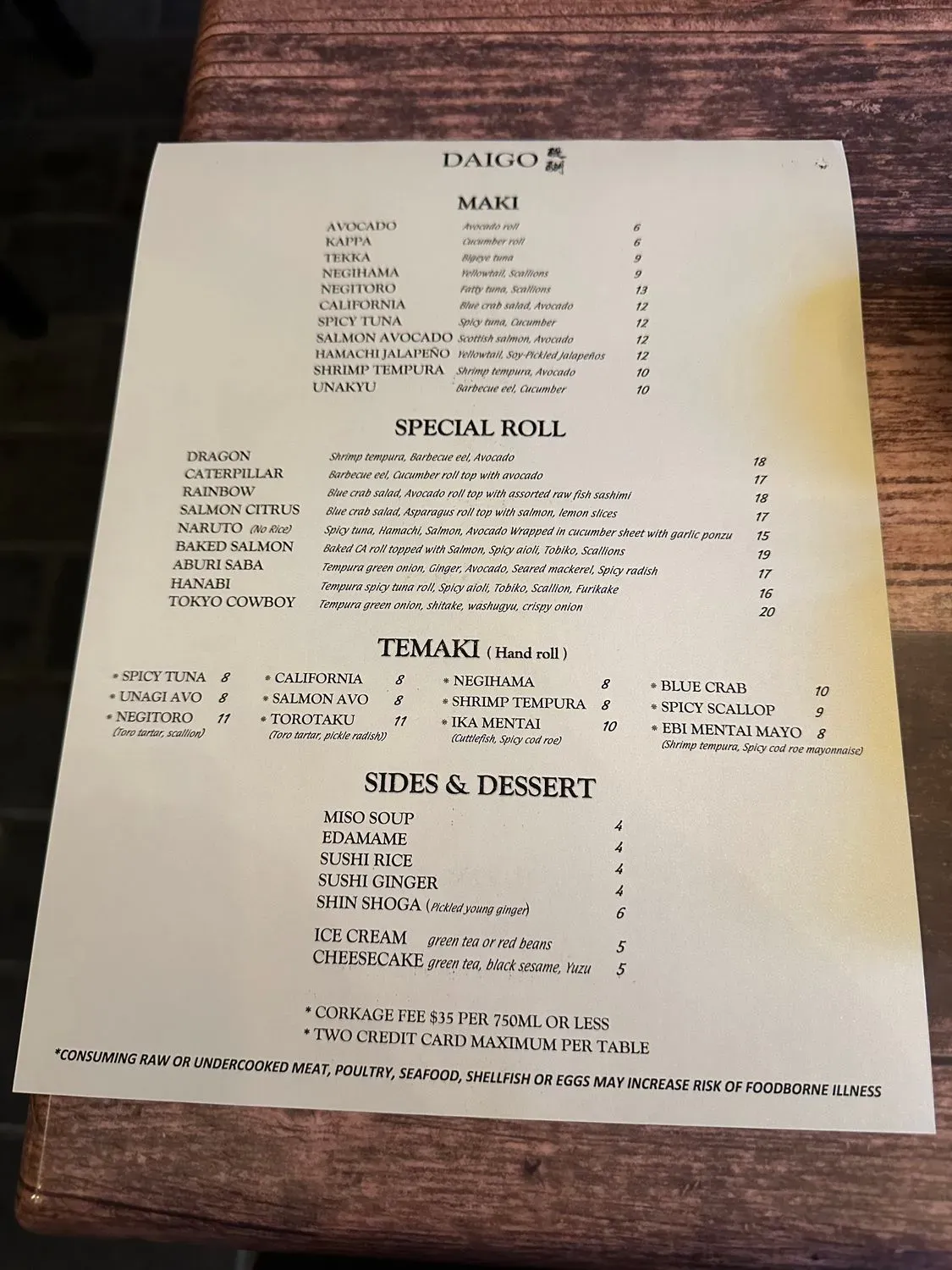 Menu 5