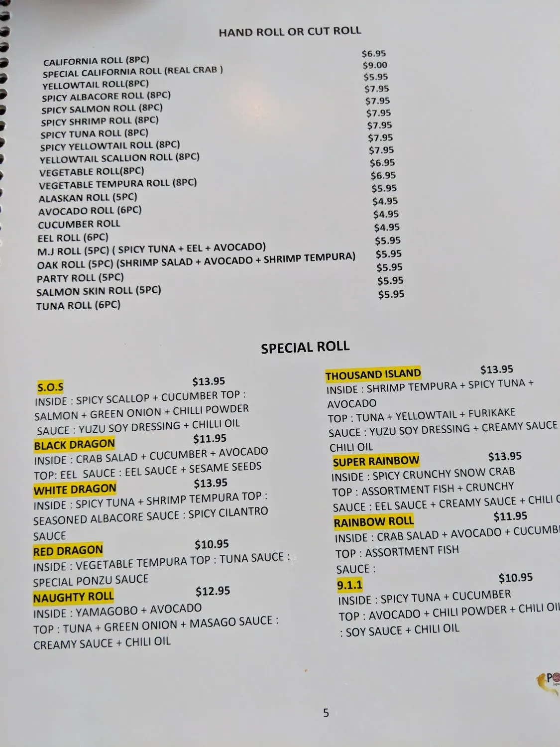 Menu 5