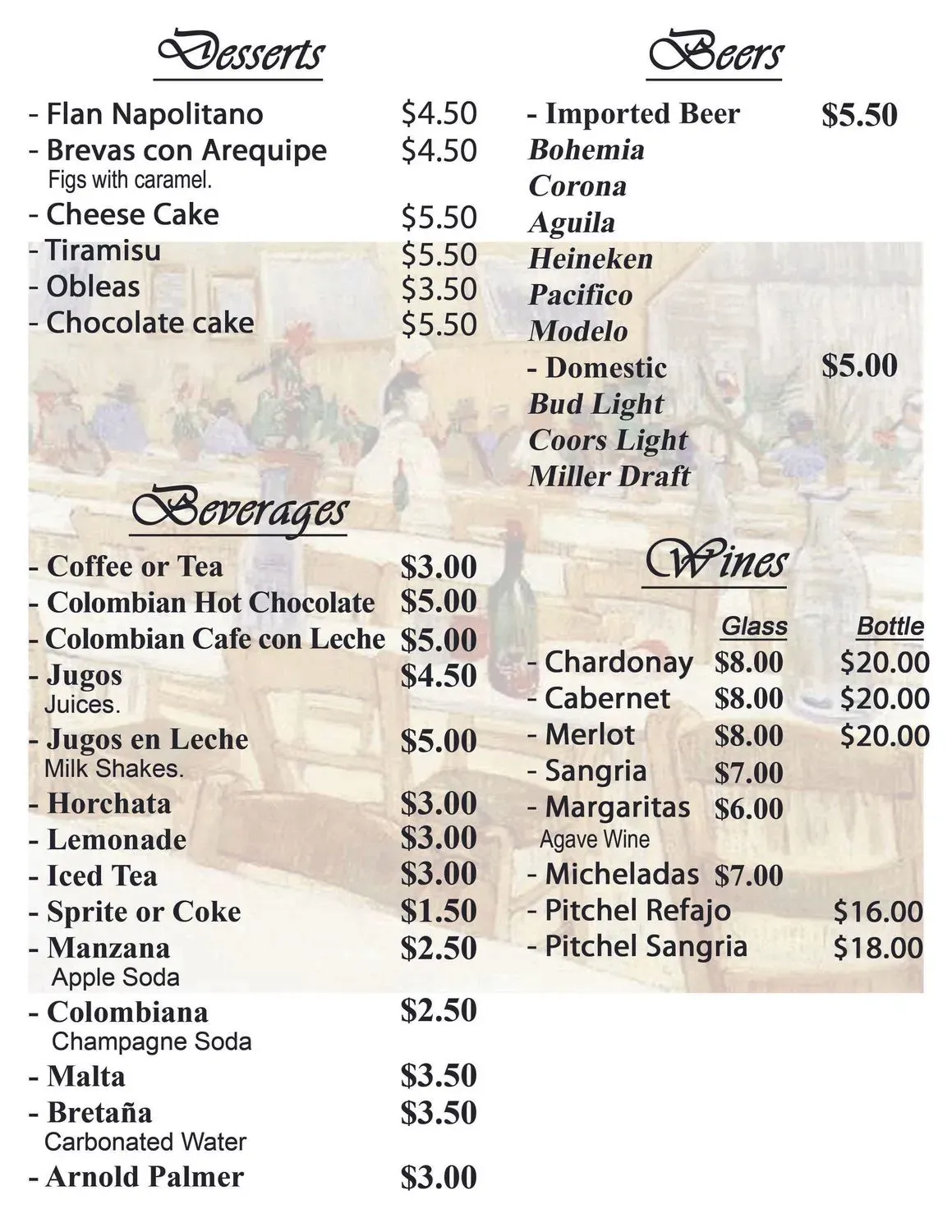 La Maria Restaurant Menu - Updated November 2025