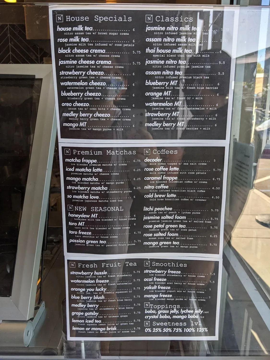 N7 Draft Tea + Coffee Menu | San Jose, CA | Checkle
