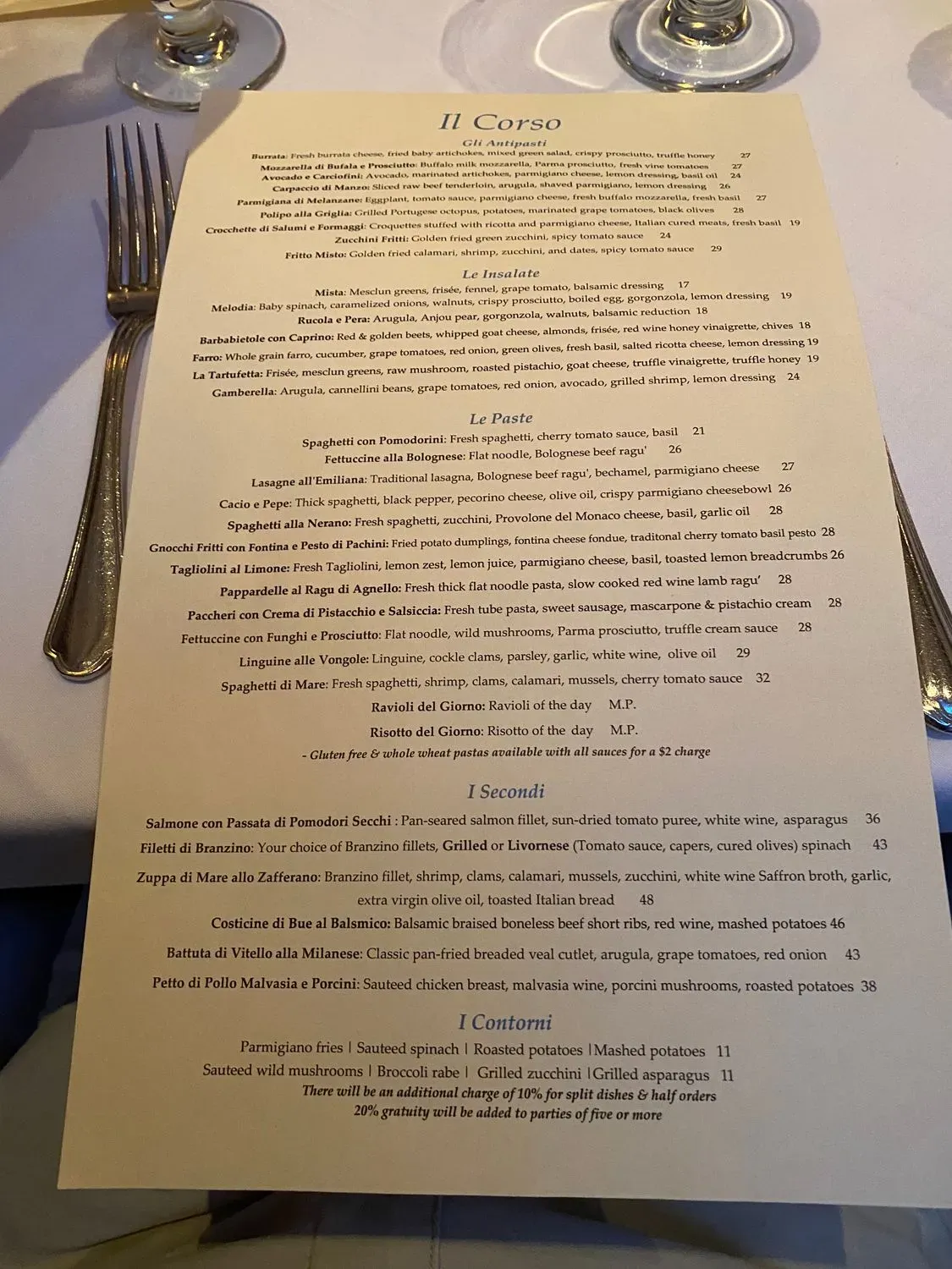 Il Corso Menu - Updated November 2025