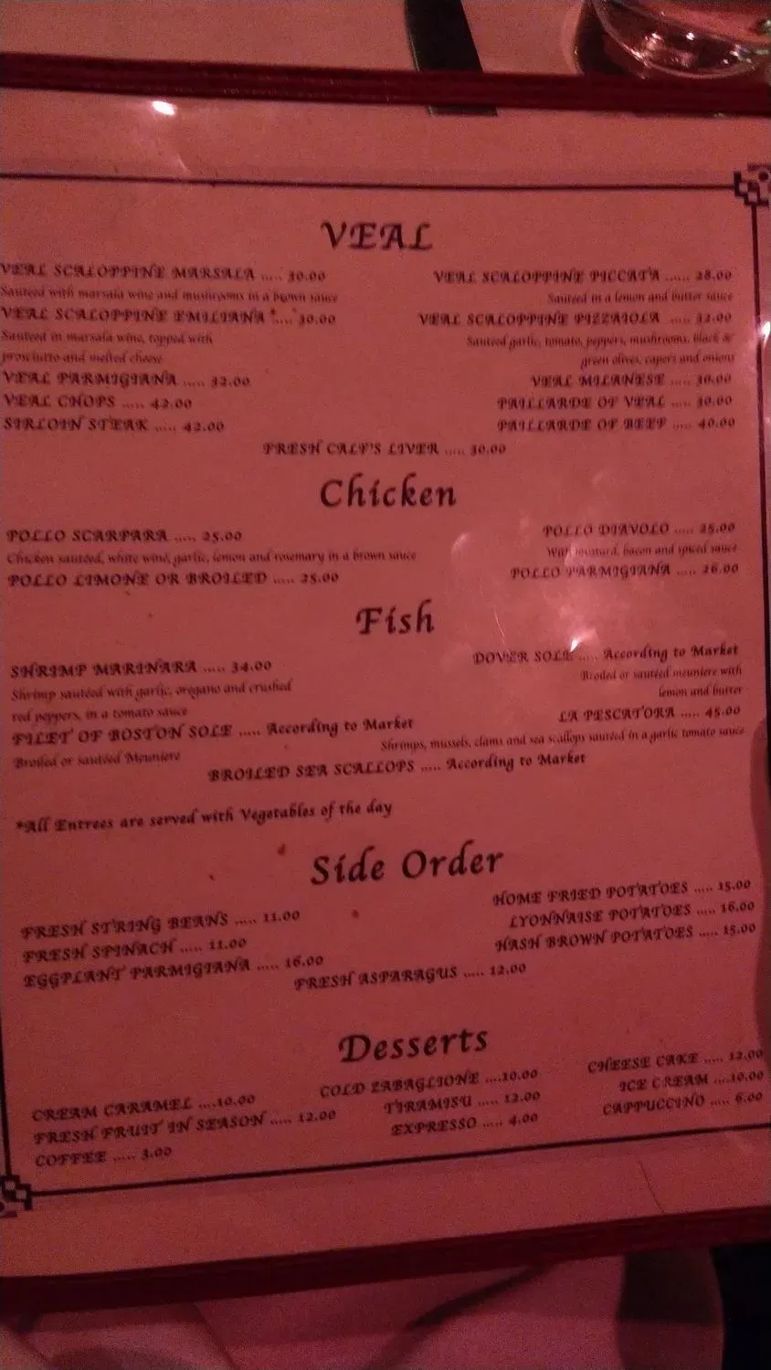 Nicola's Menu - Updated November 2025