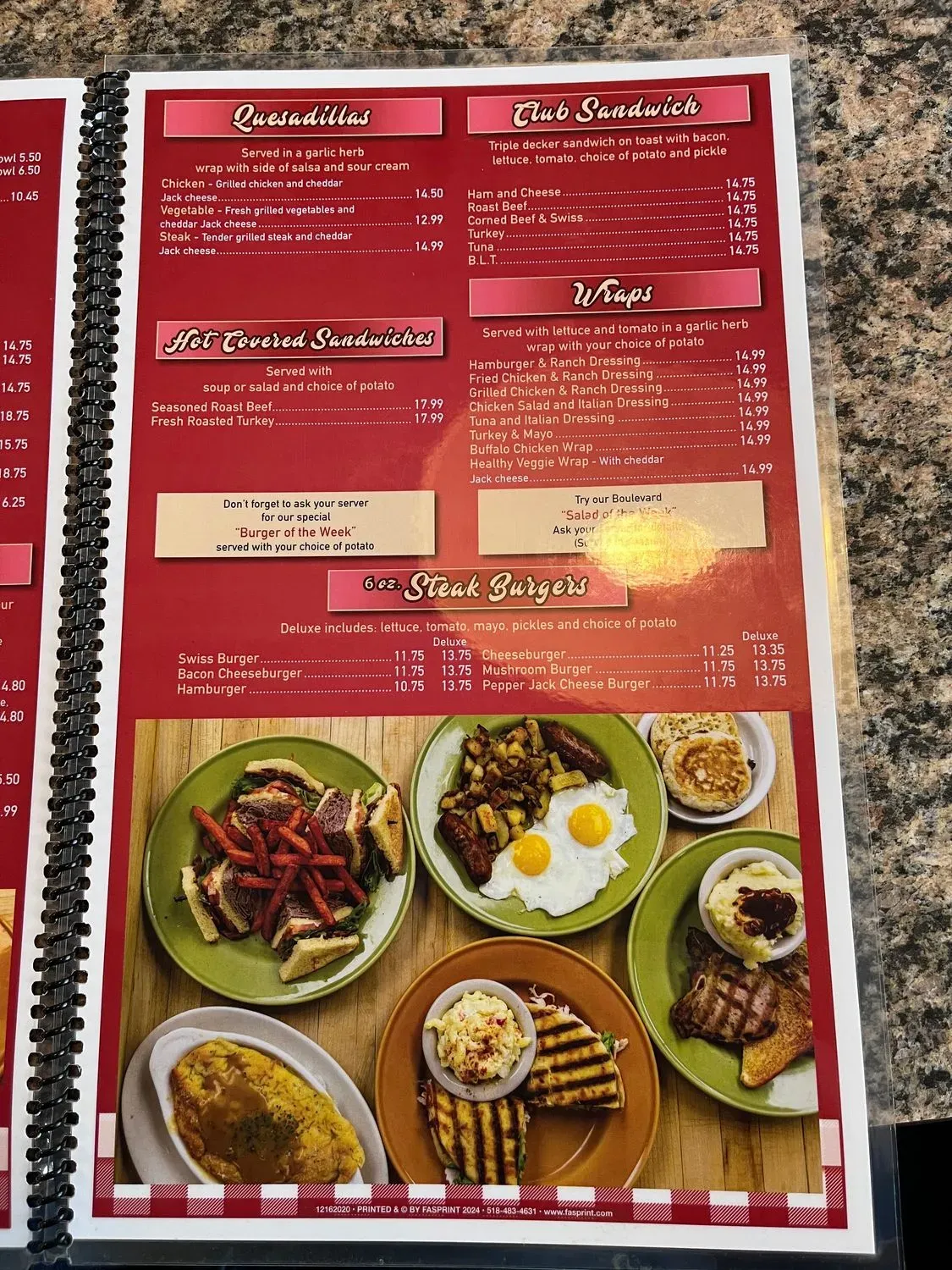 Boulevard Diner Menu - Updated November 2025