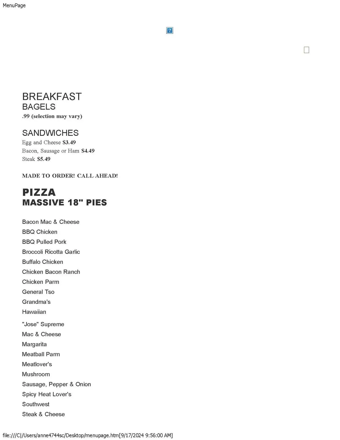 Menu 1