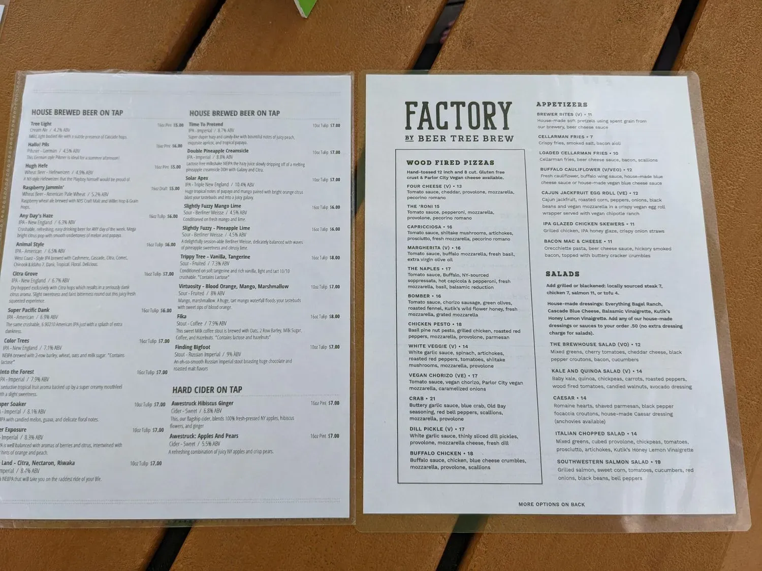 Factory by Beer Tree Brew Menu - Updated November 2025