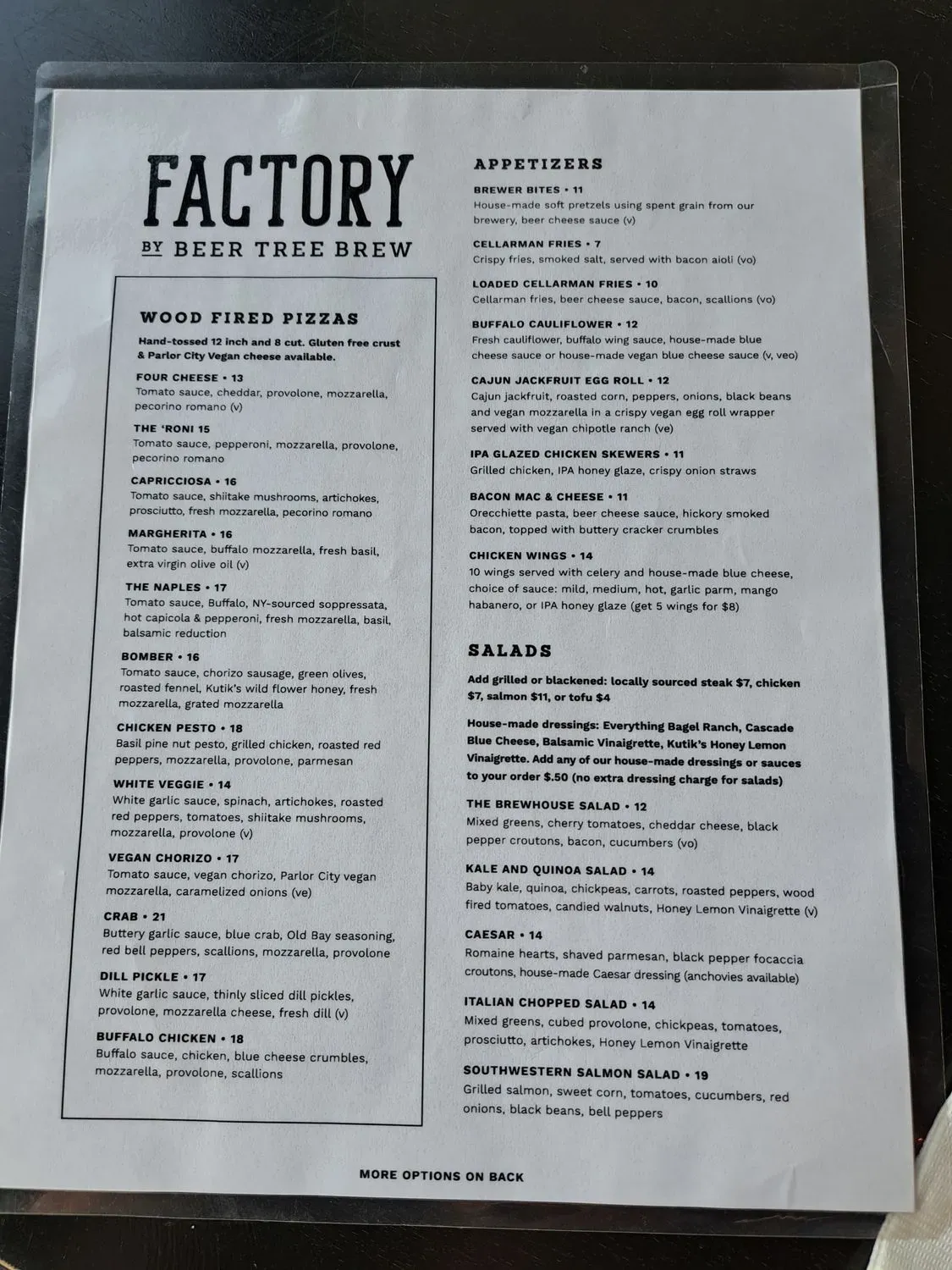 Factory by Beer Tree Brew Menu - Updated November 2025