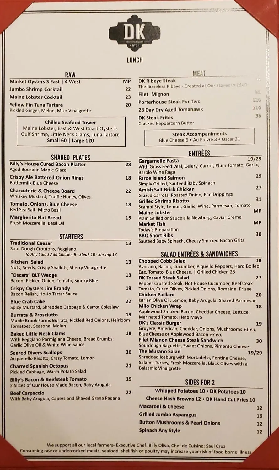 DK Restaurant NYC Menu - Updated November 2025