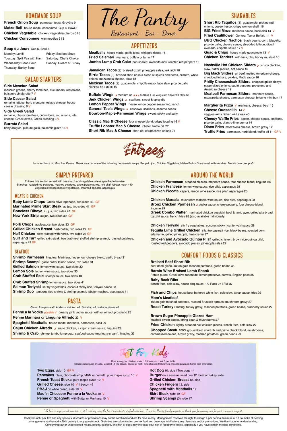 The Pantry Menu Updated November 2025