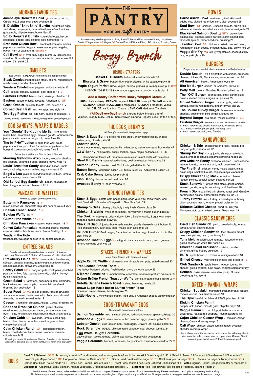 The Pantry Menu Updated November 2025