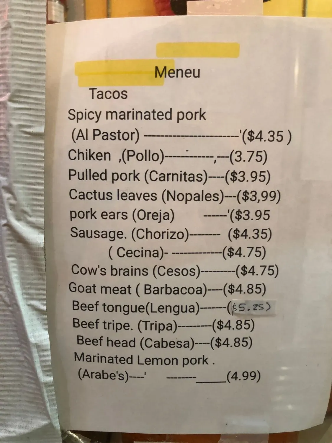 Menu 1