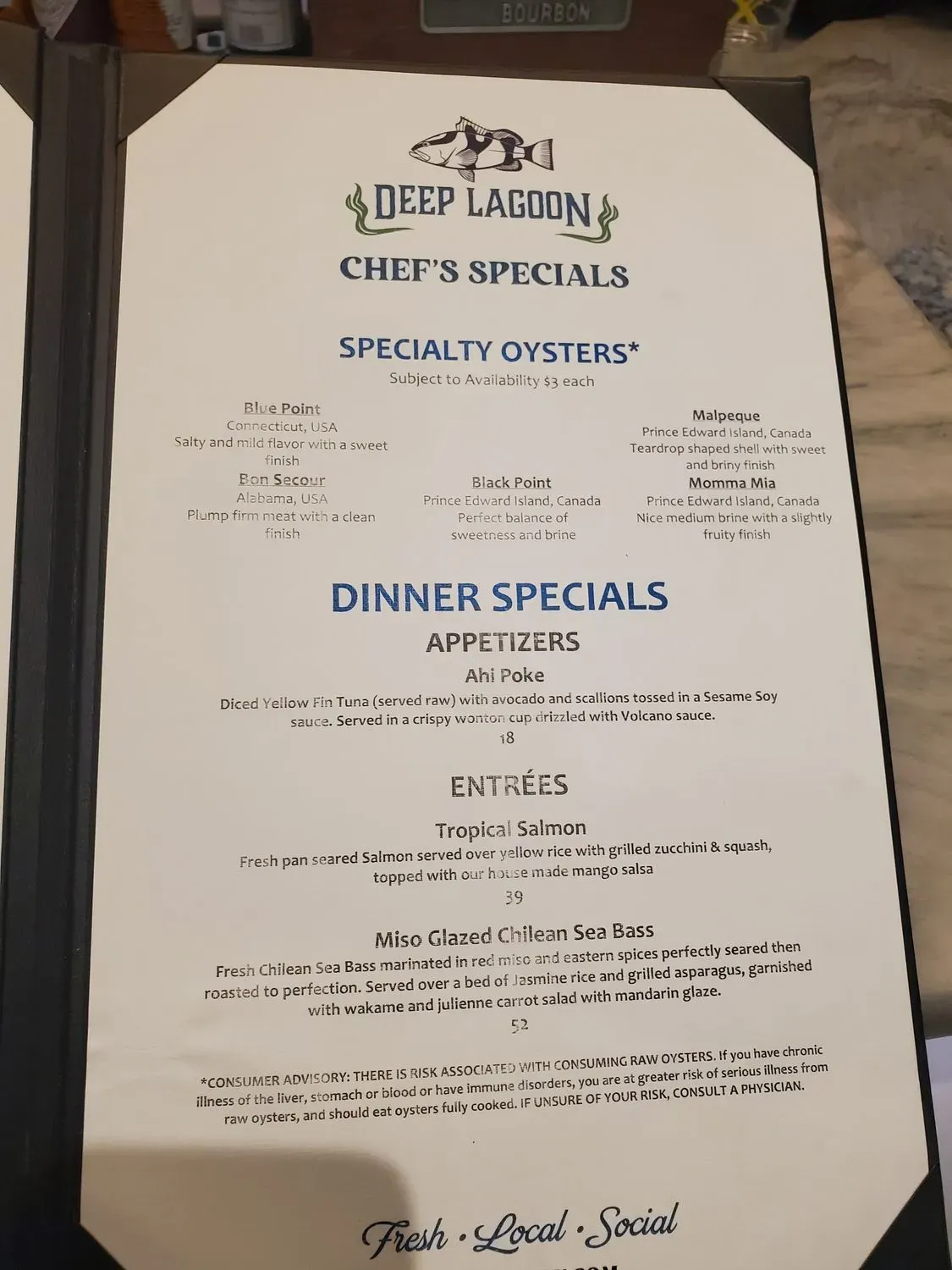 Deep Lagoon Seafood and Oyster House Menu - Updated October 2025