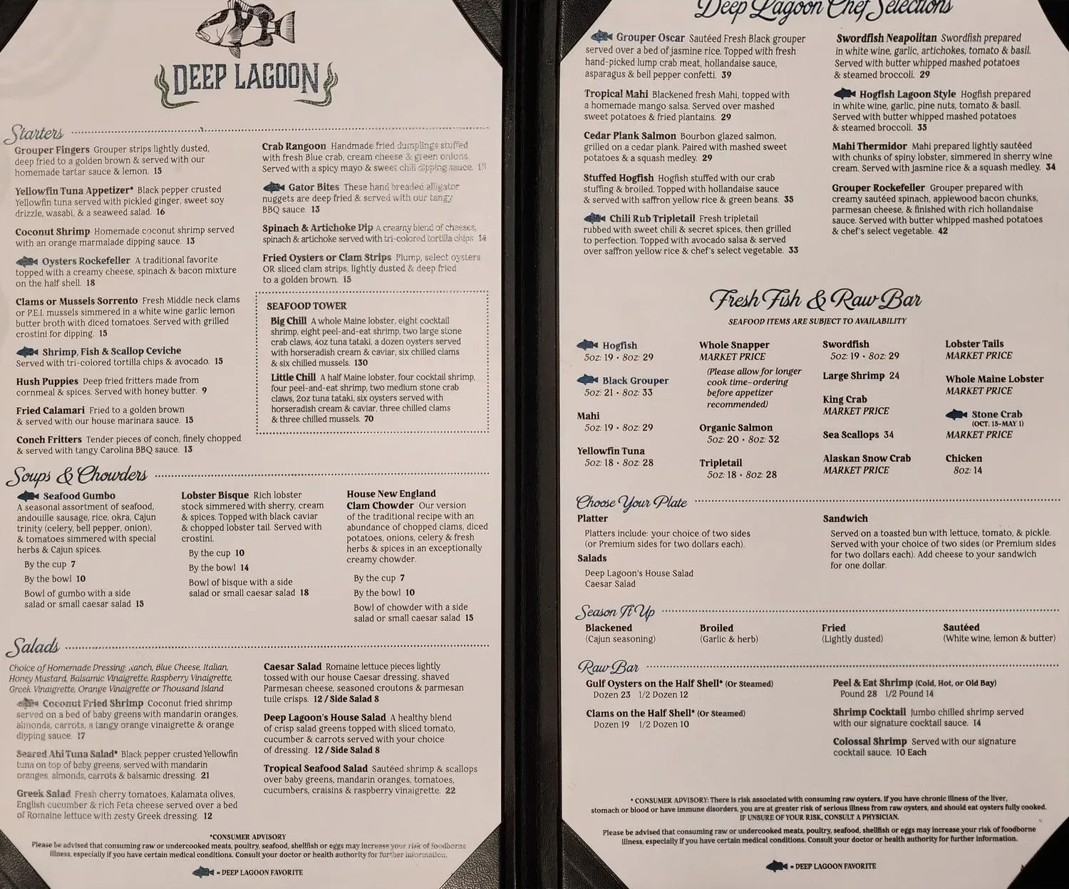 Deep Lagoon Seafood and Oyster House Menu - Updated September 2025