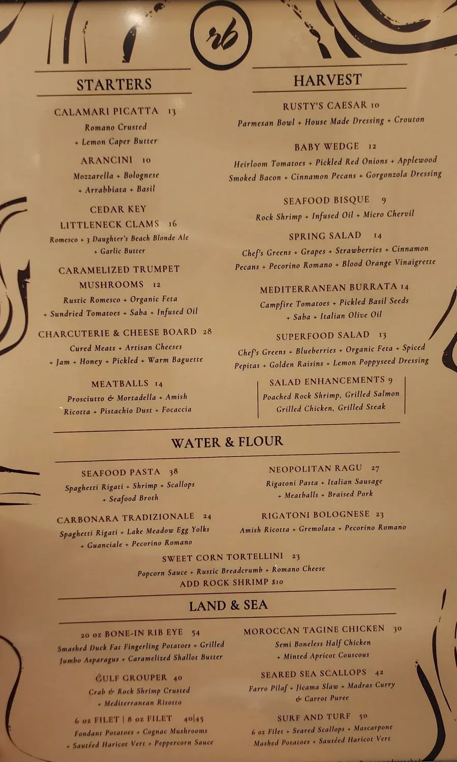 Rusty's Bistro Menu - Updated November 2025