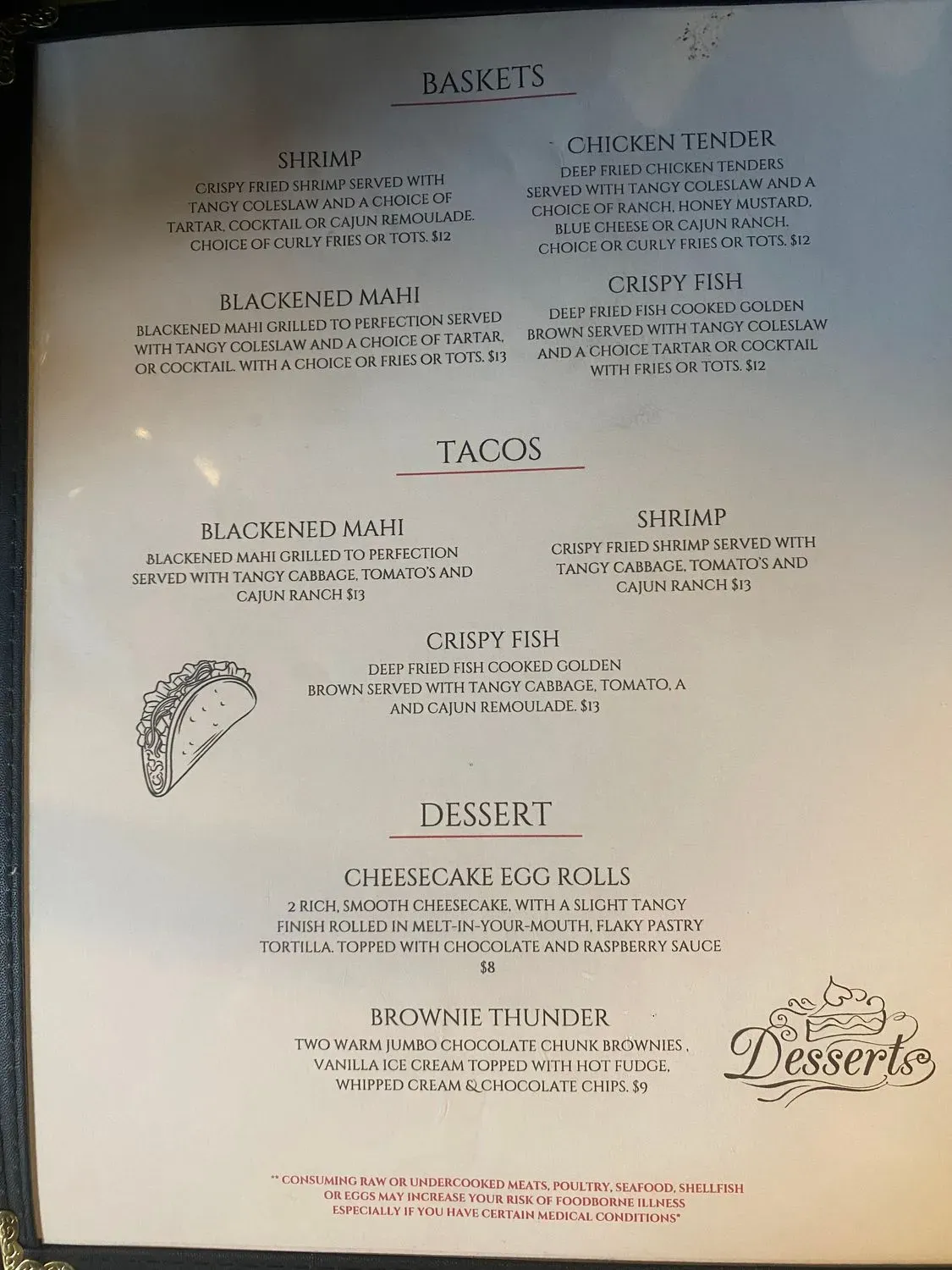 The Alibi Bar and Grill Menu - Updated November 2025