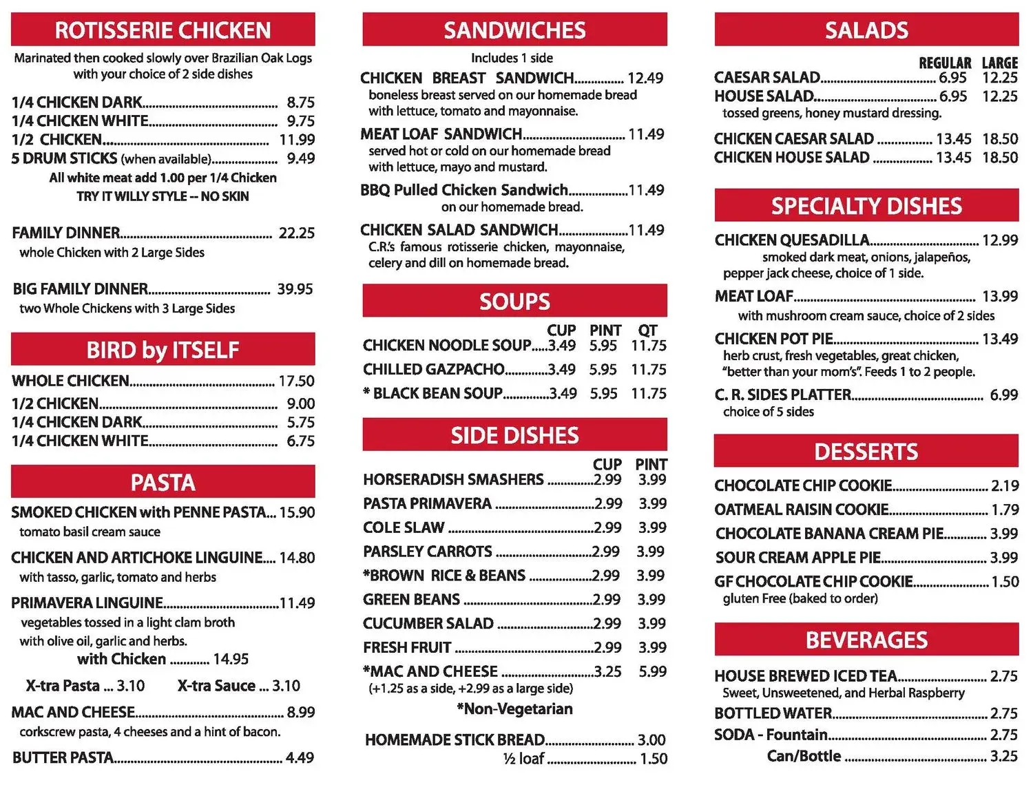 C.R. Chicks (Northlake Blvd.) Menu - Updated November 2025