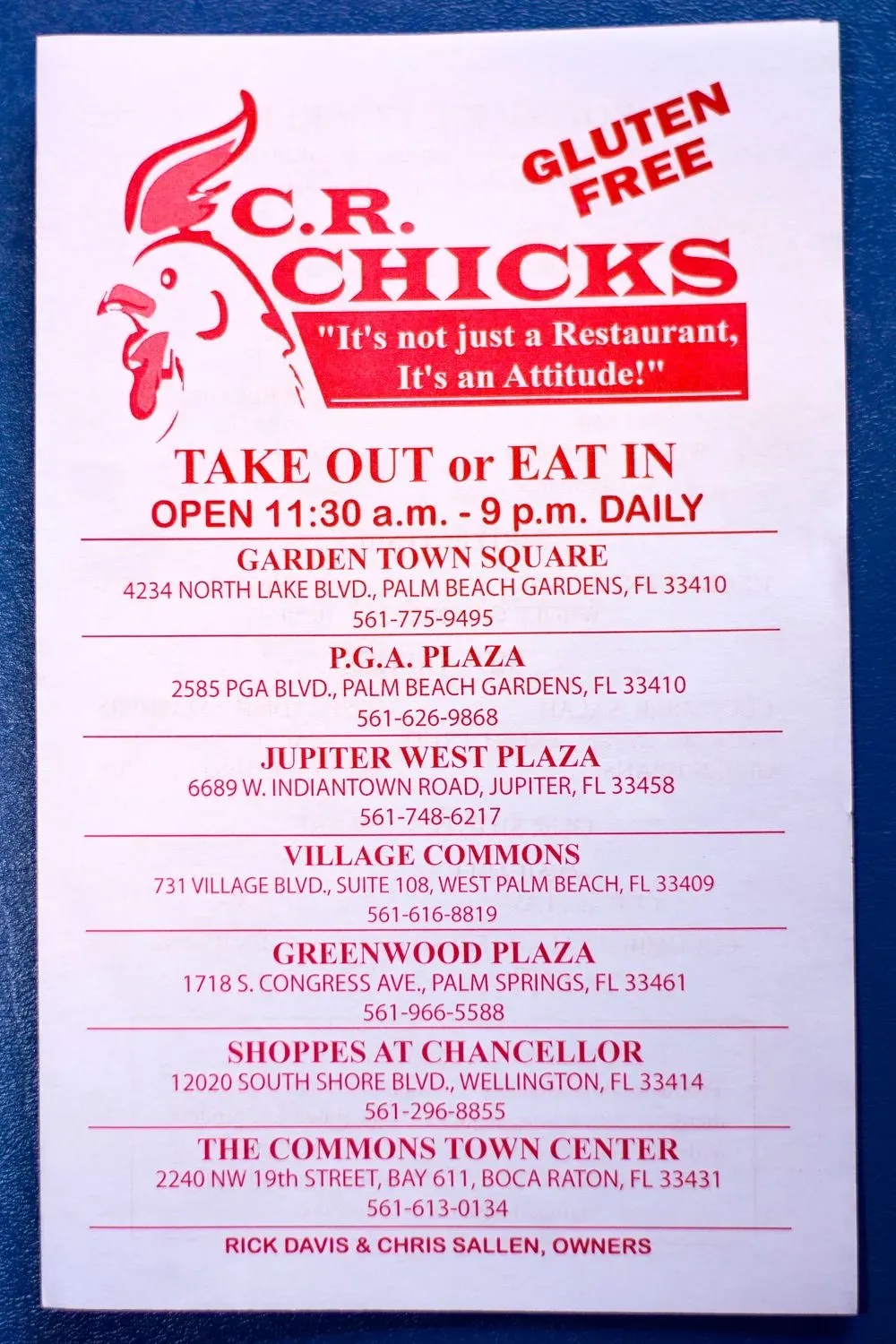 C.R. Chicks (Northlake Blvd.) Menu - Updated November 2025