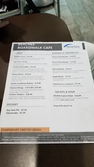 Beaches Boardwalk Cafe Menu | Fort Myers, FL | Checkle
