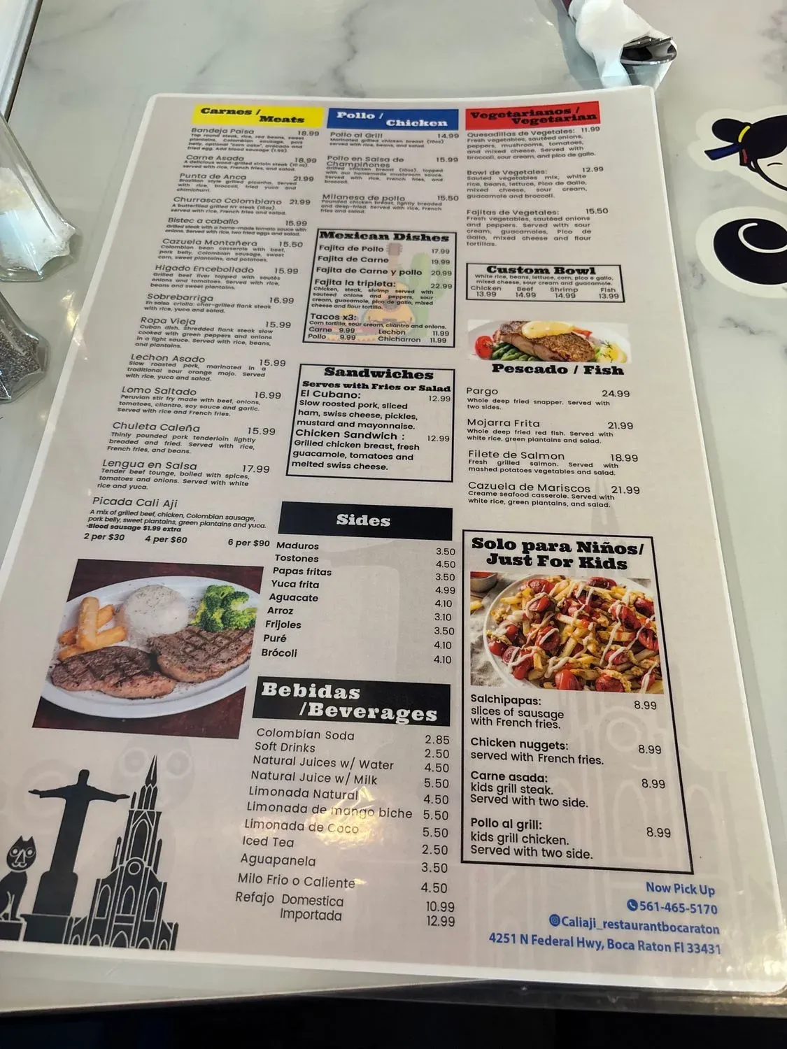 CALI AJÍ Latin Restaurant -Boca Raton Menu - Updated November 2025
