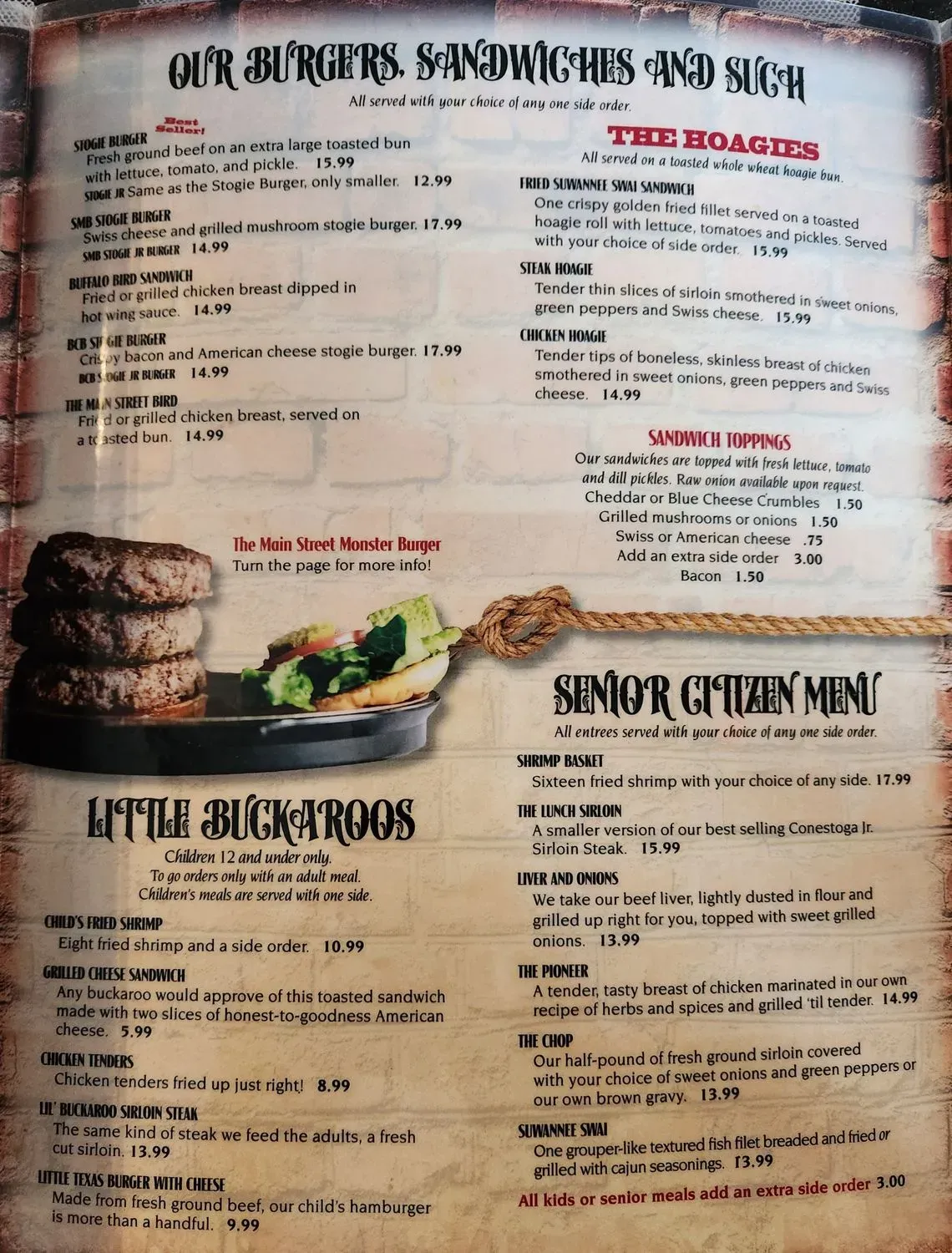 Conestogas Restaurant Menu - Updated November 2025