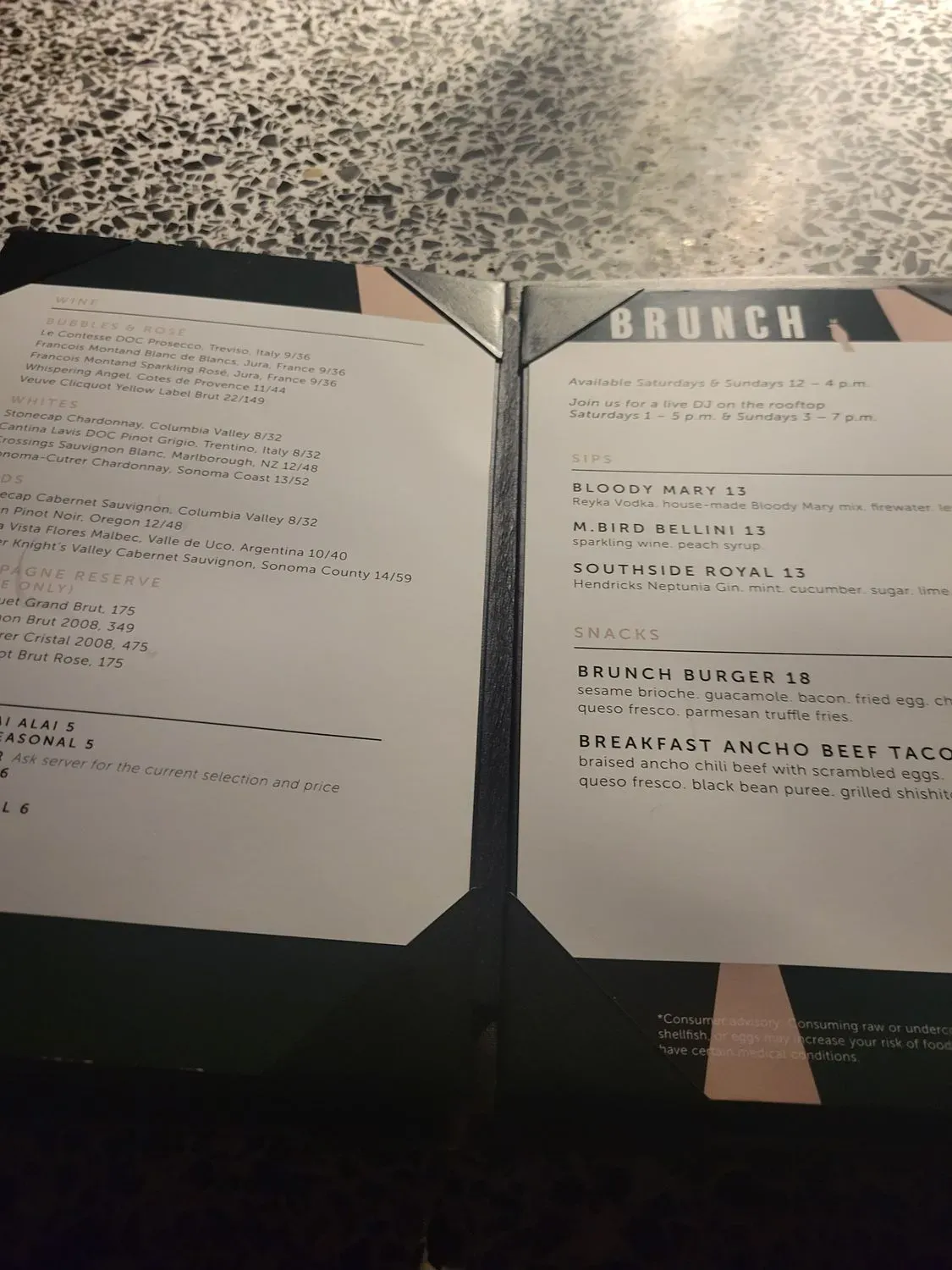 M.Bird Menu - Updated November 2025