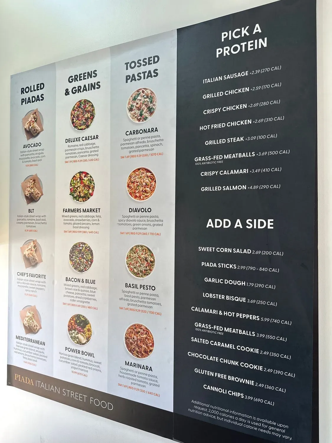 Piada Italian Street Food Menu - Updated November 2025
