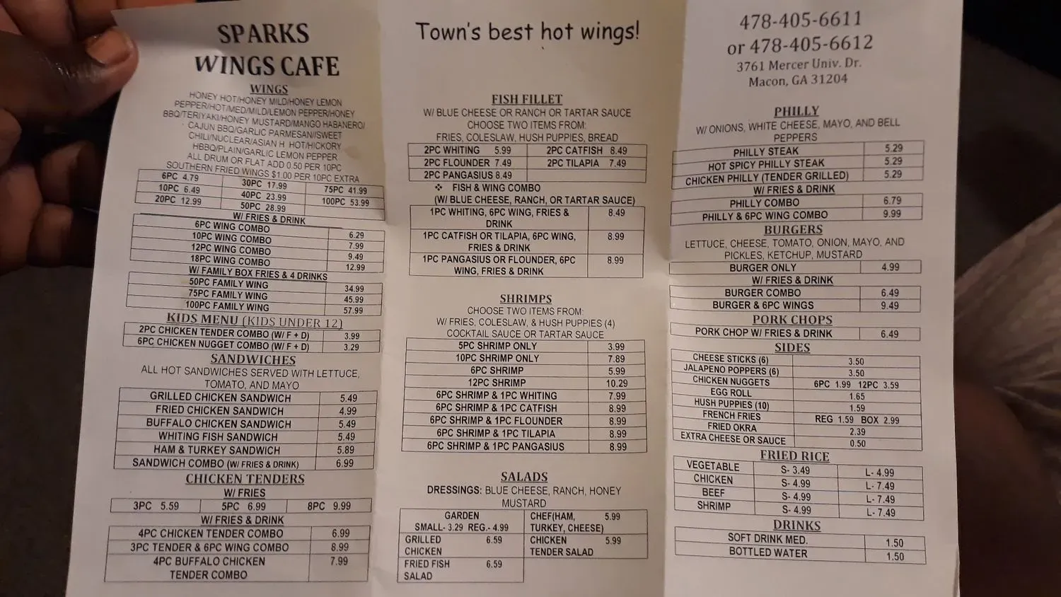 Sparks Wing Cafe Menu - Updated November 2025