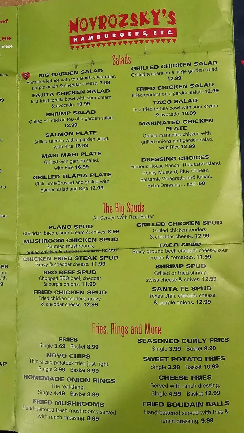 Novrozsky's Menu - Updated November 2025