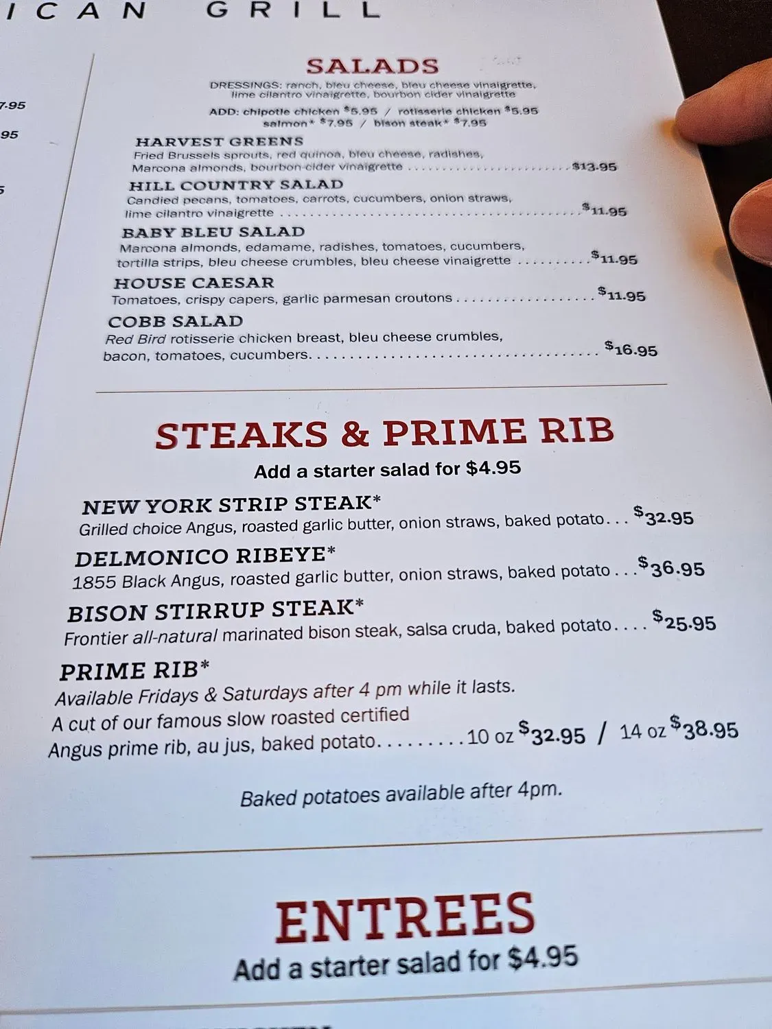 Austin's American Grill Menu - Updated November 2025