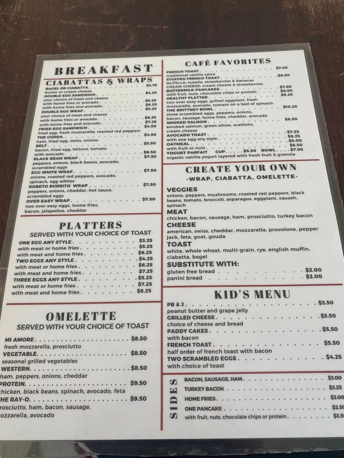 Iron Cafe Menu - Updated November 2025